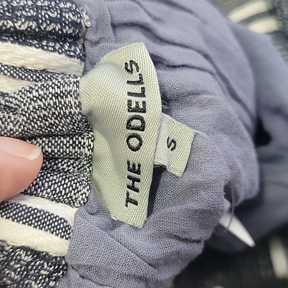 The Odells Anthropologie Women's NWT striped grey blue dress Size S boho summer - Picture 5 of 9